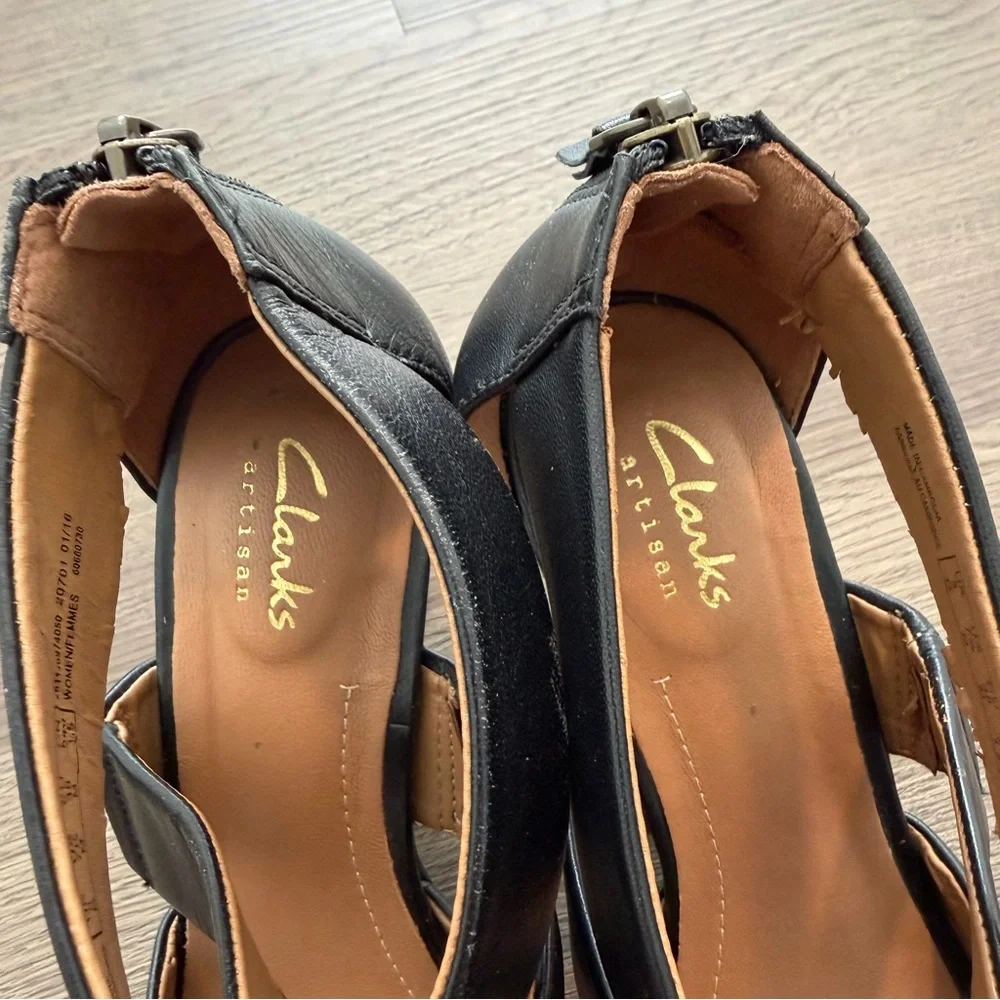Clarks Black Strappy Heels - Picture 2 of 4